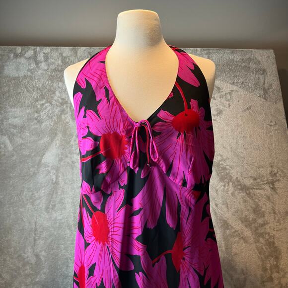 Vintage Y2k Halter Neck Floral Summer Sundress Size 14 90s Soft Girl Coquette - Picture 2 of 6